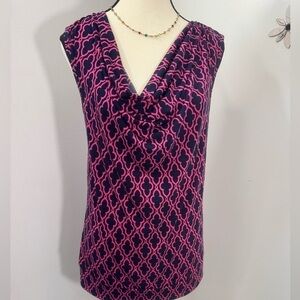 Banana Republic Women's Top Sleeveless Drape Neckline Pink Used Size M